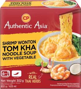 CP AUTHENTIC ASIA THAILAND Krevečių vontonų makaronų sriuba Tom Kha su šaldytomis daržovėmis 302 g