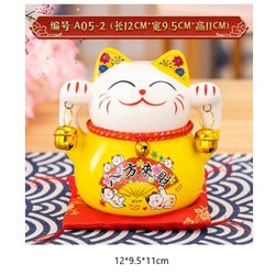 SOLAR Lucky Cat White 19cmx12cm 1 pcs